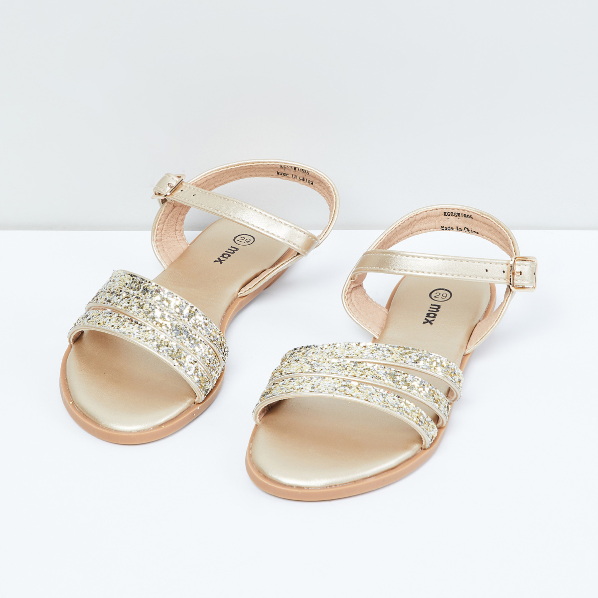 MAX Glittered Ankle Strap Sandals