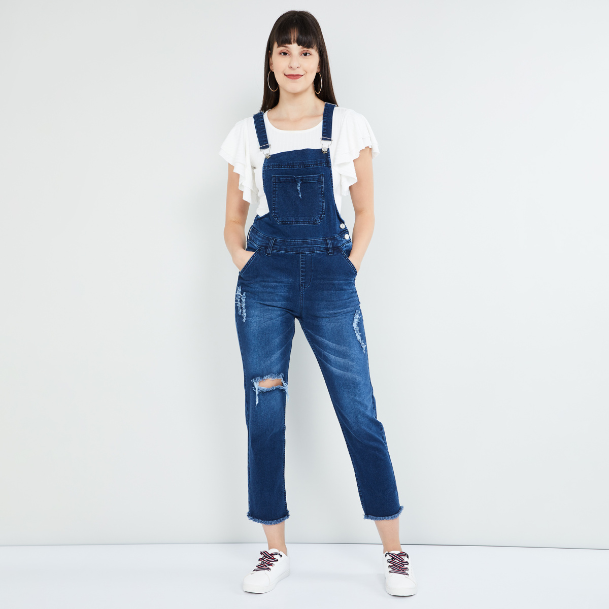 MAX Distressed Mid-Washed Dungaree