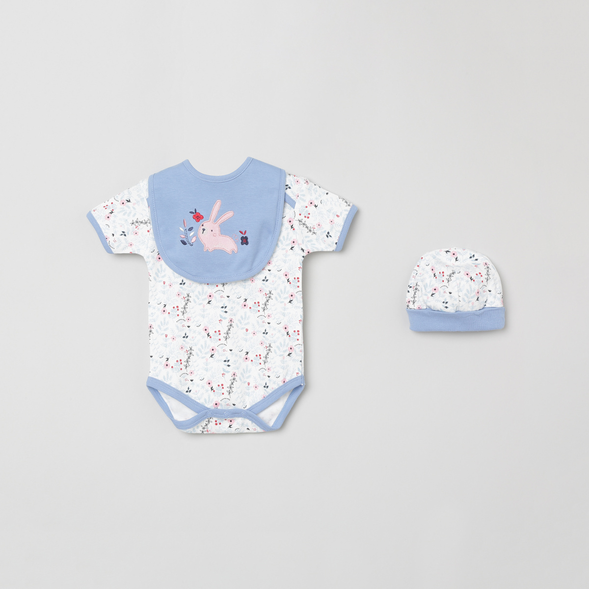 MAX Printed Bodysuit with Beanie and Embroidered Bib
