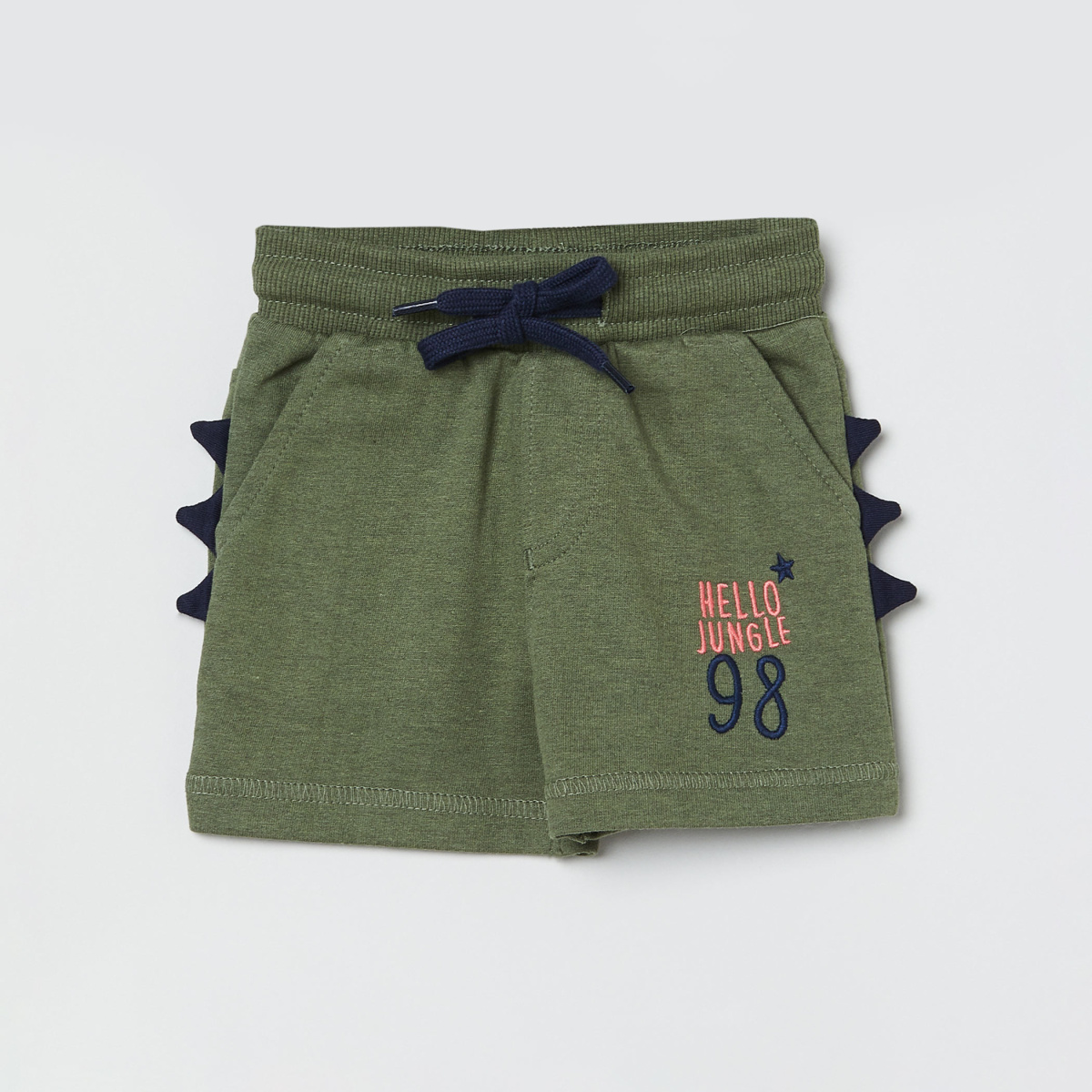 MAX Embroidered Drawstring Waist Shorts with Applique