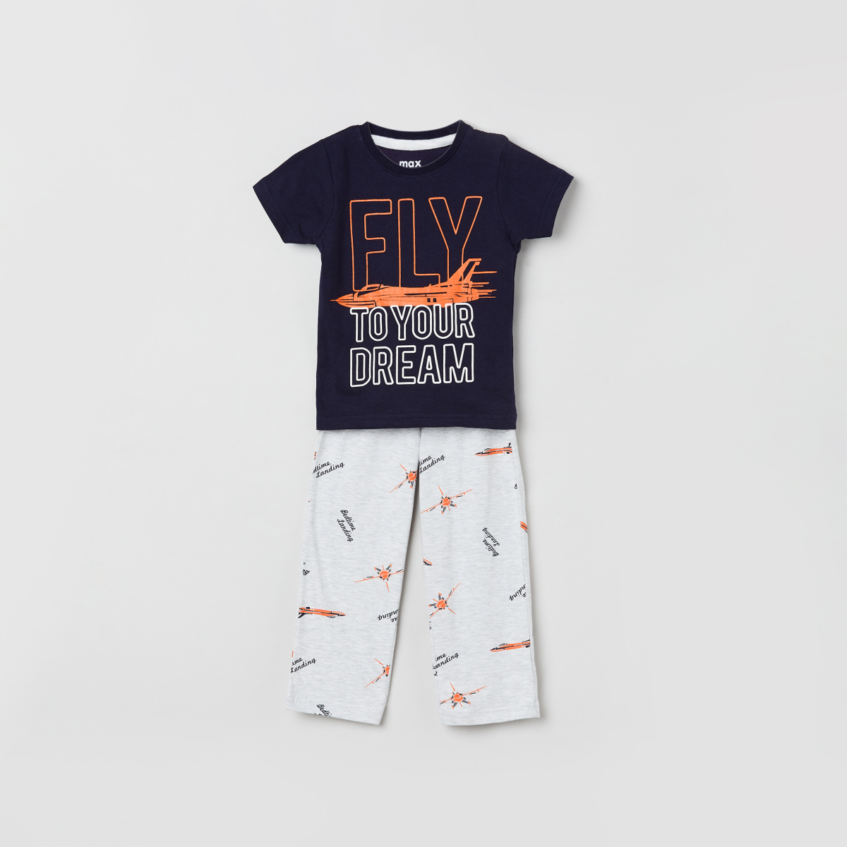 MAX Printed Crew Neck T-shirt with Pyjamas