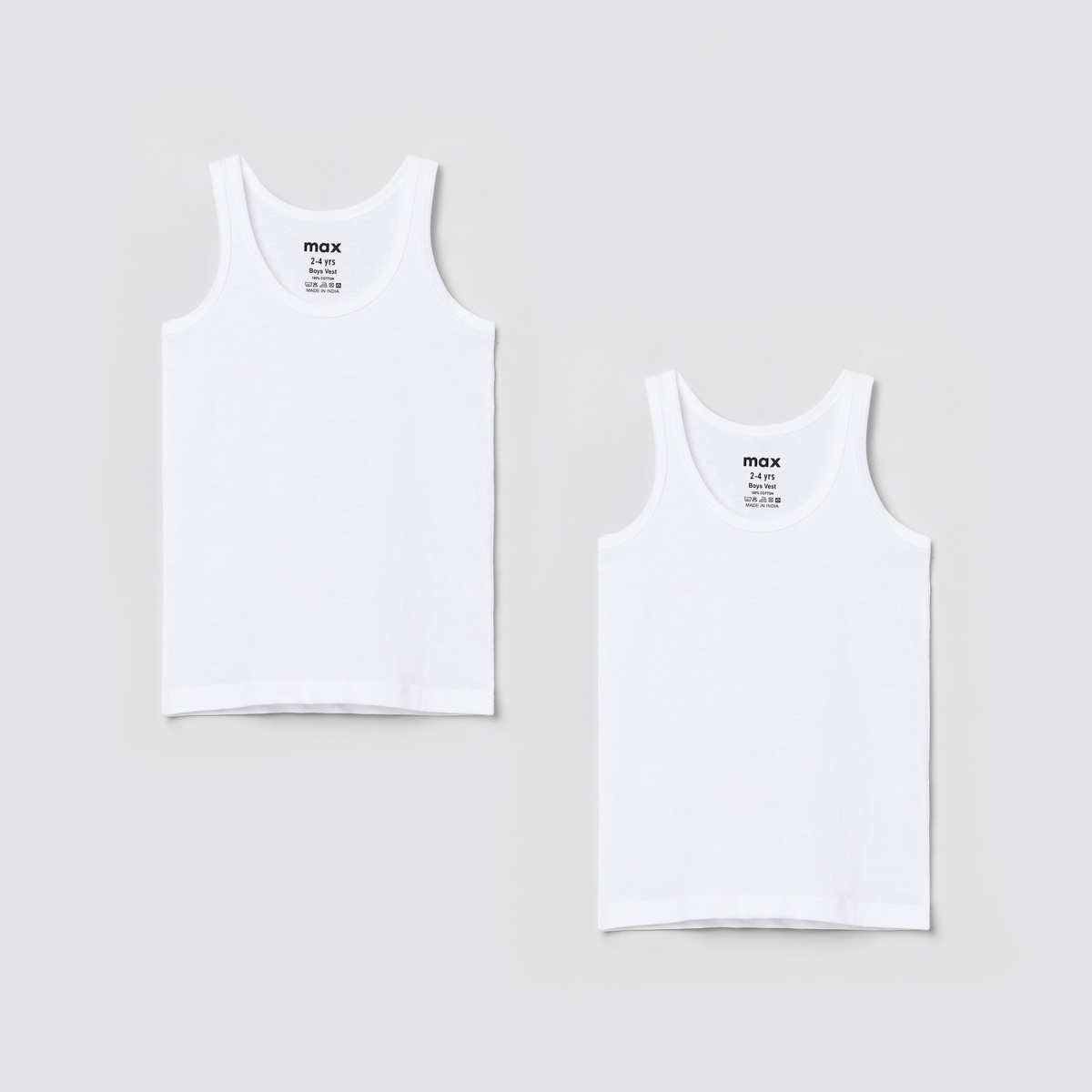 MAX Solid Sleeveless Vest - Pack Of 2
