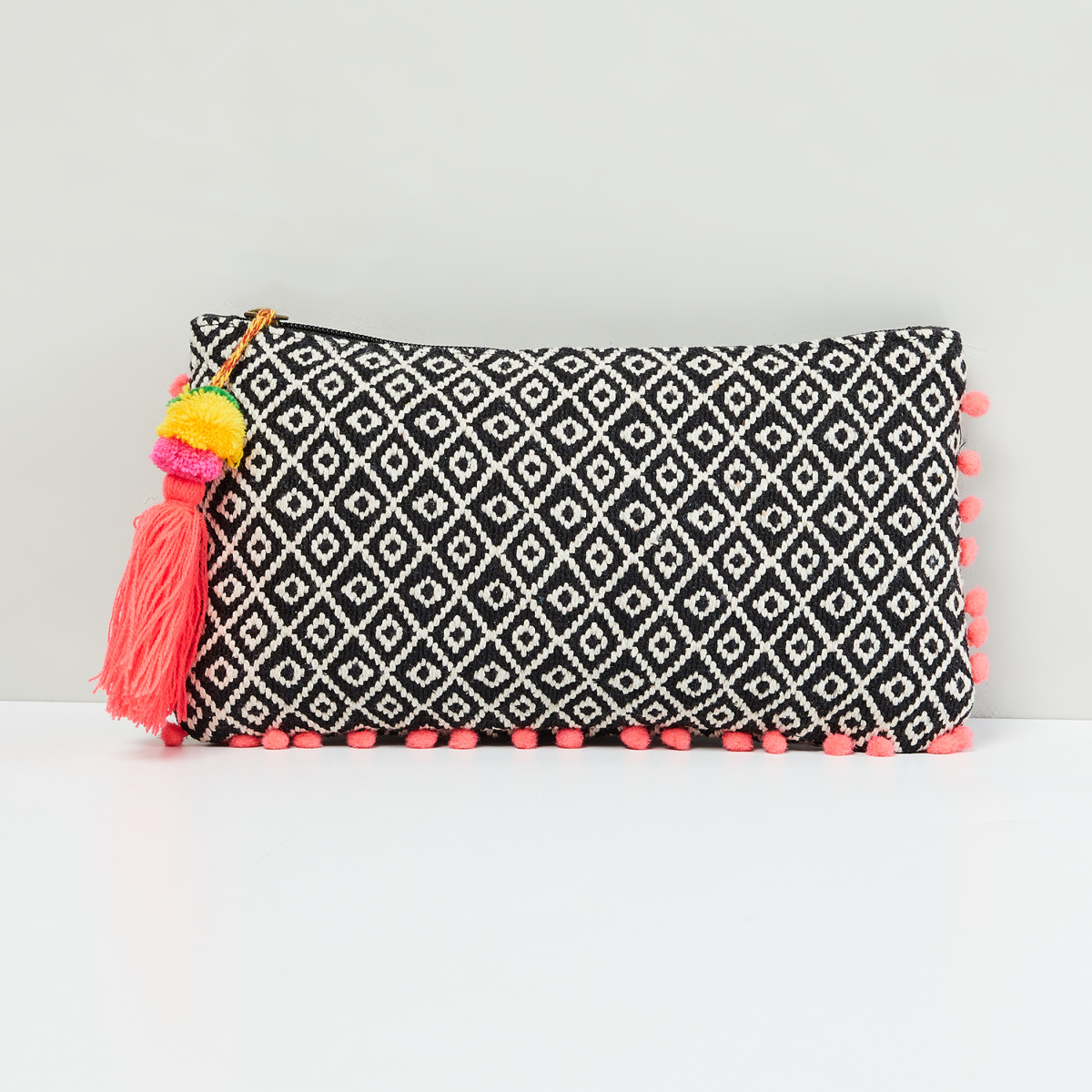 MAX Embroidered Pouch with Pompoms