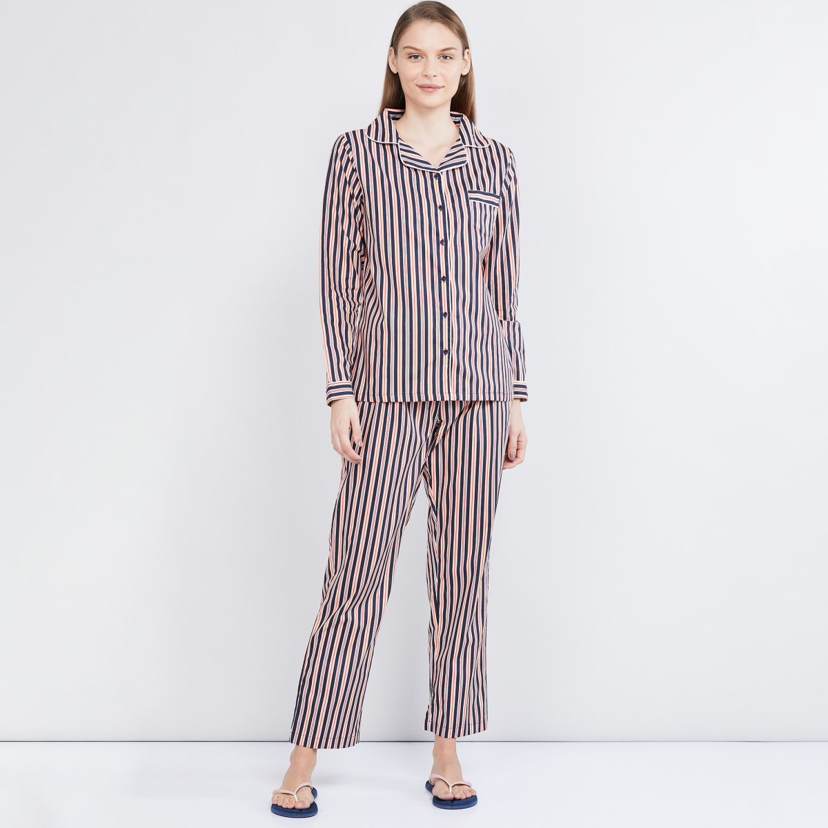 MAX Striped Button-Down Shirt with Pyjamas