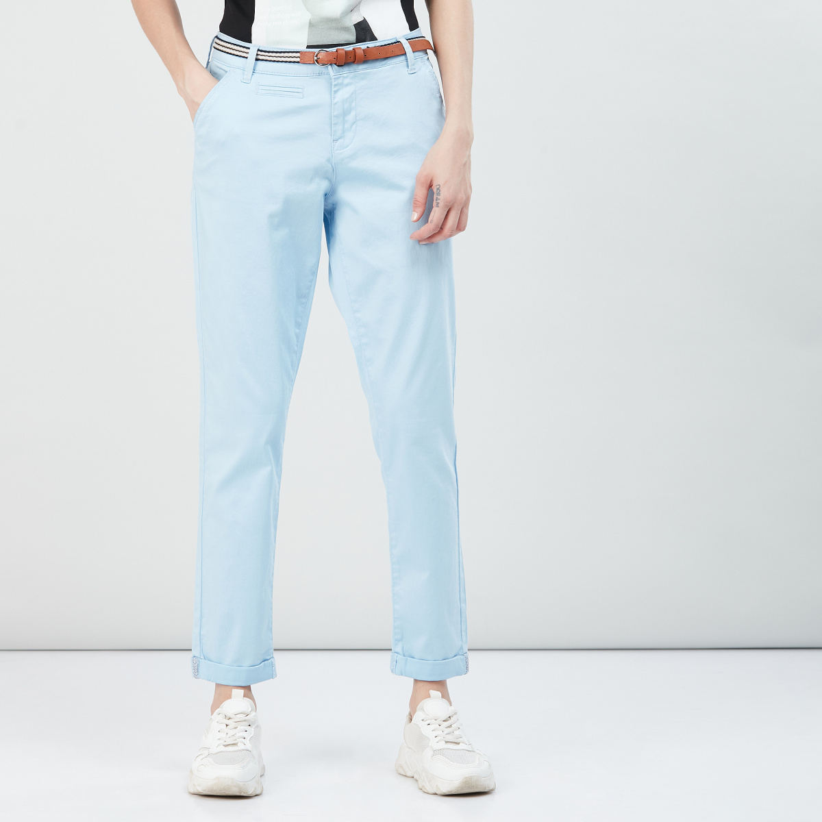 MAX Solid Trousers with Belt