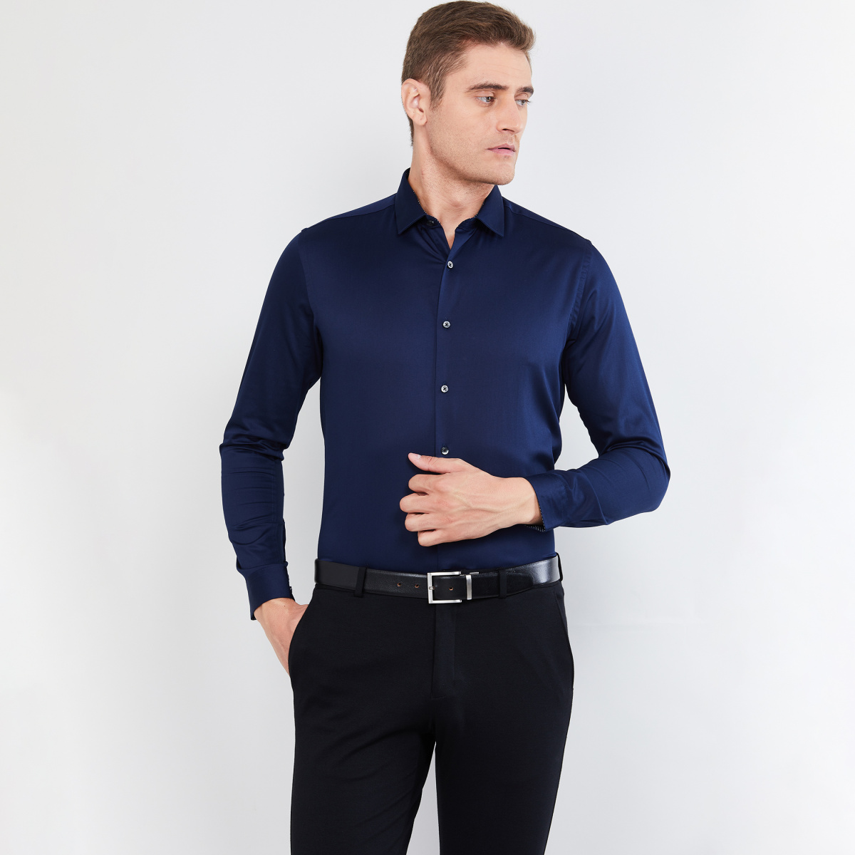 MAX Solid Full Sleeves Slim Fit Formal Shirt