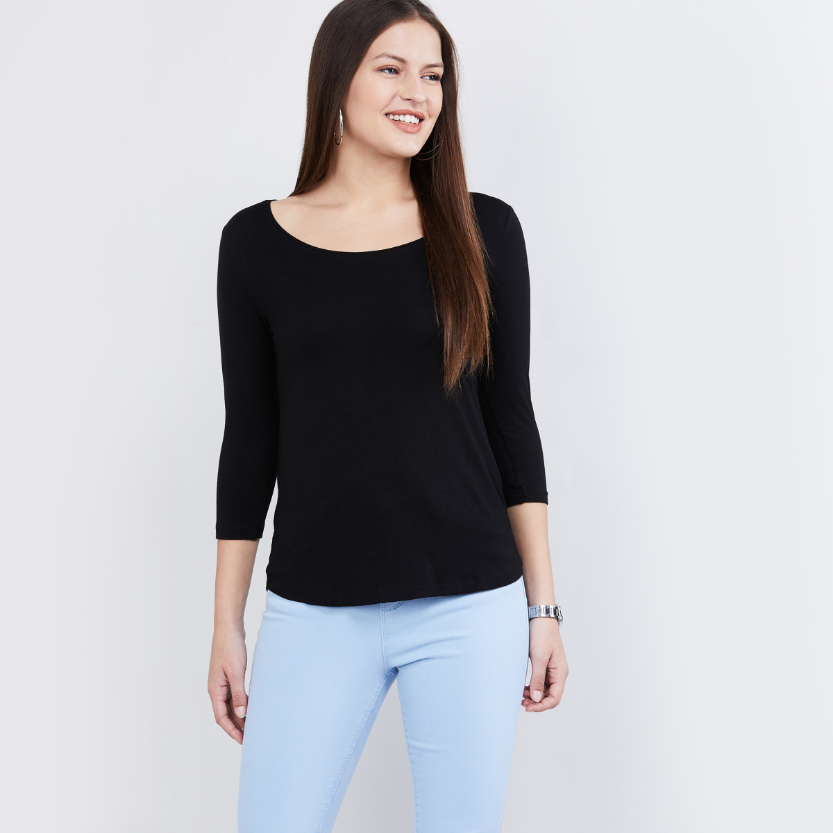 MAX Solid Round Neck Top