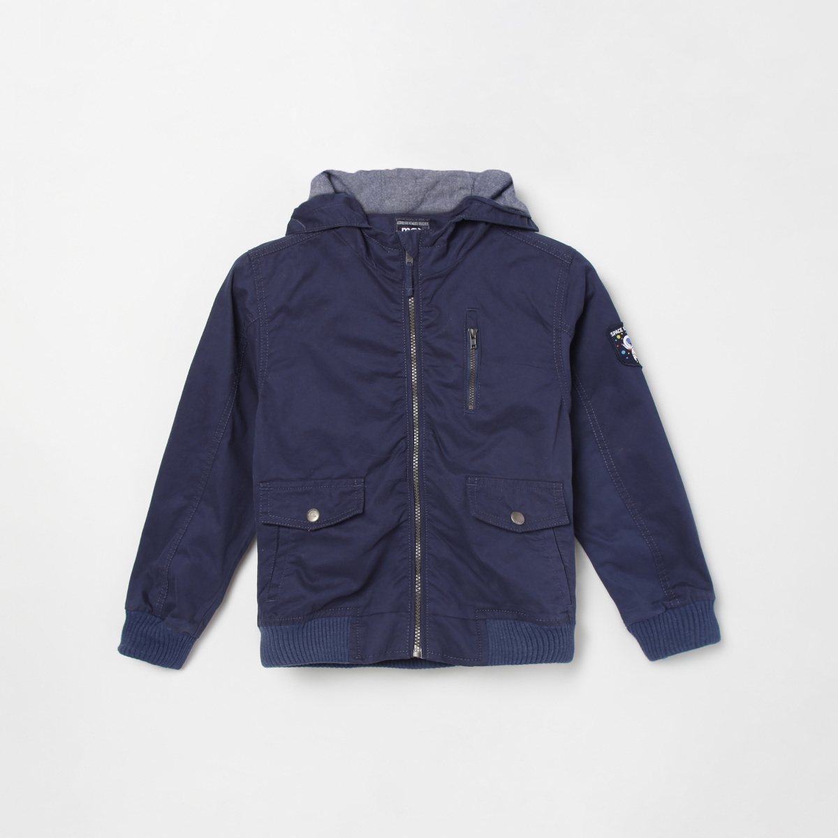 MAX Solid Hooded Jacket with Zip Closure