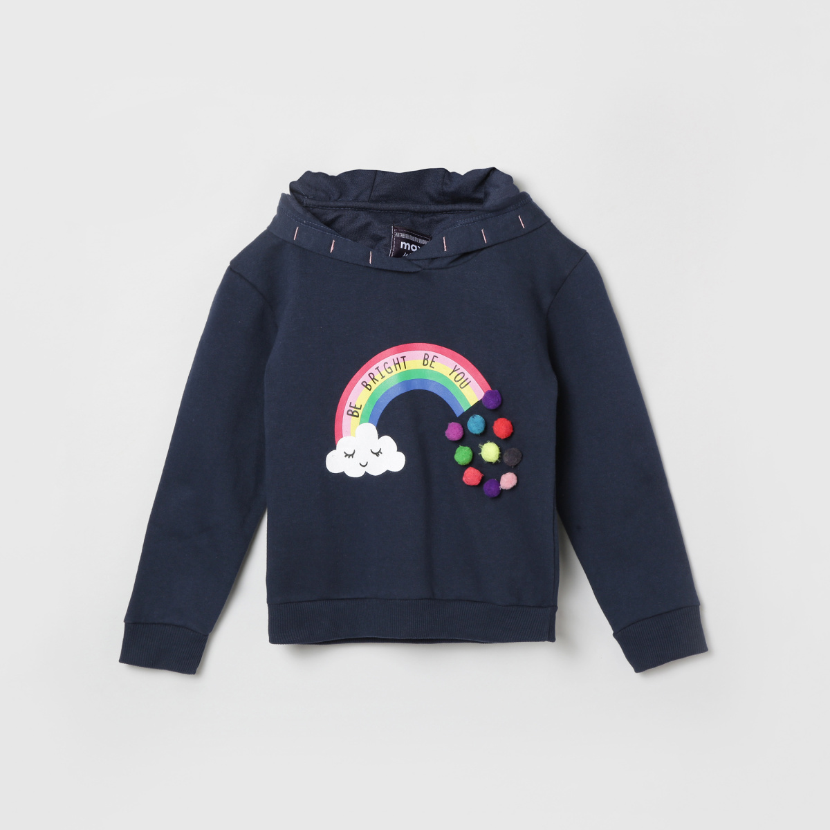 MAX Graphic Print Hoodie with Pompoms