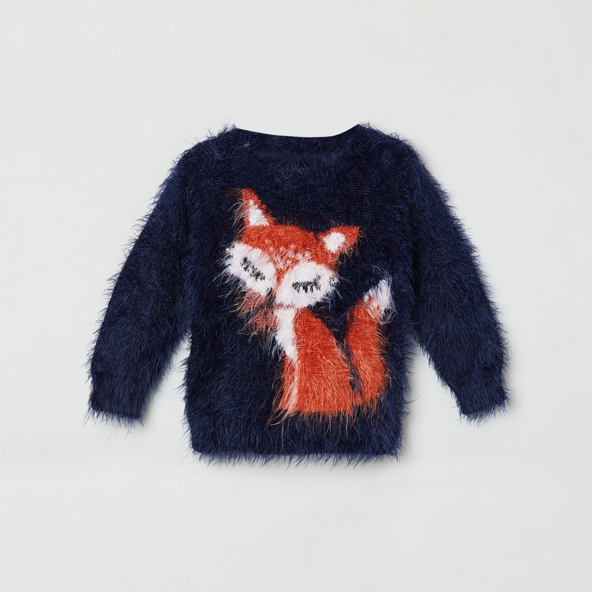 MAX Fox Patterned Fuzzy Knit Sweater