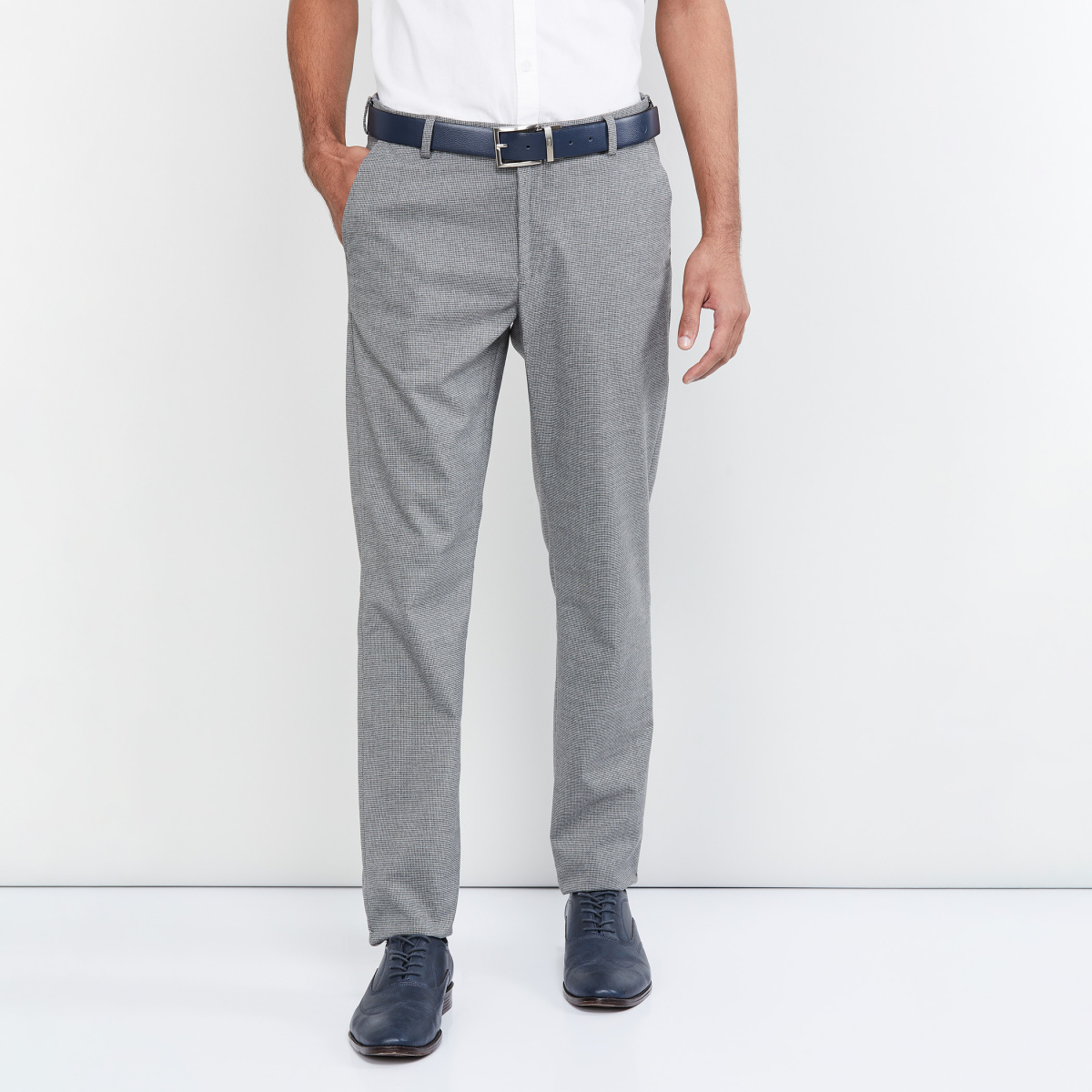 MAX Textured Slim Fit Casual Trousers