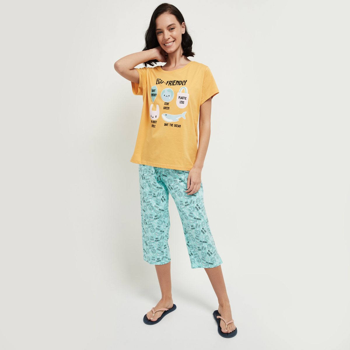 MAX Printed Lounge T-shirt with Capris