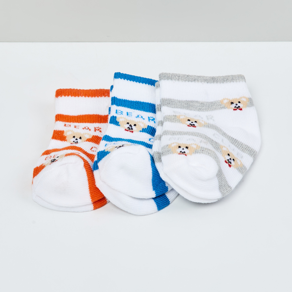 MAX Kids Patterned Ankle-Length Socks - Set of 3 - 0-12 M