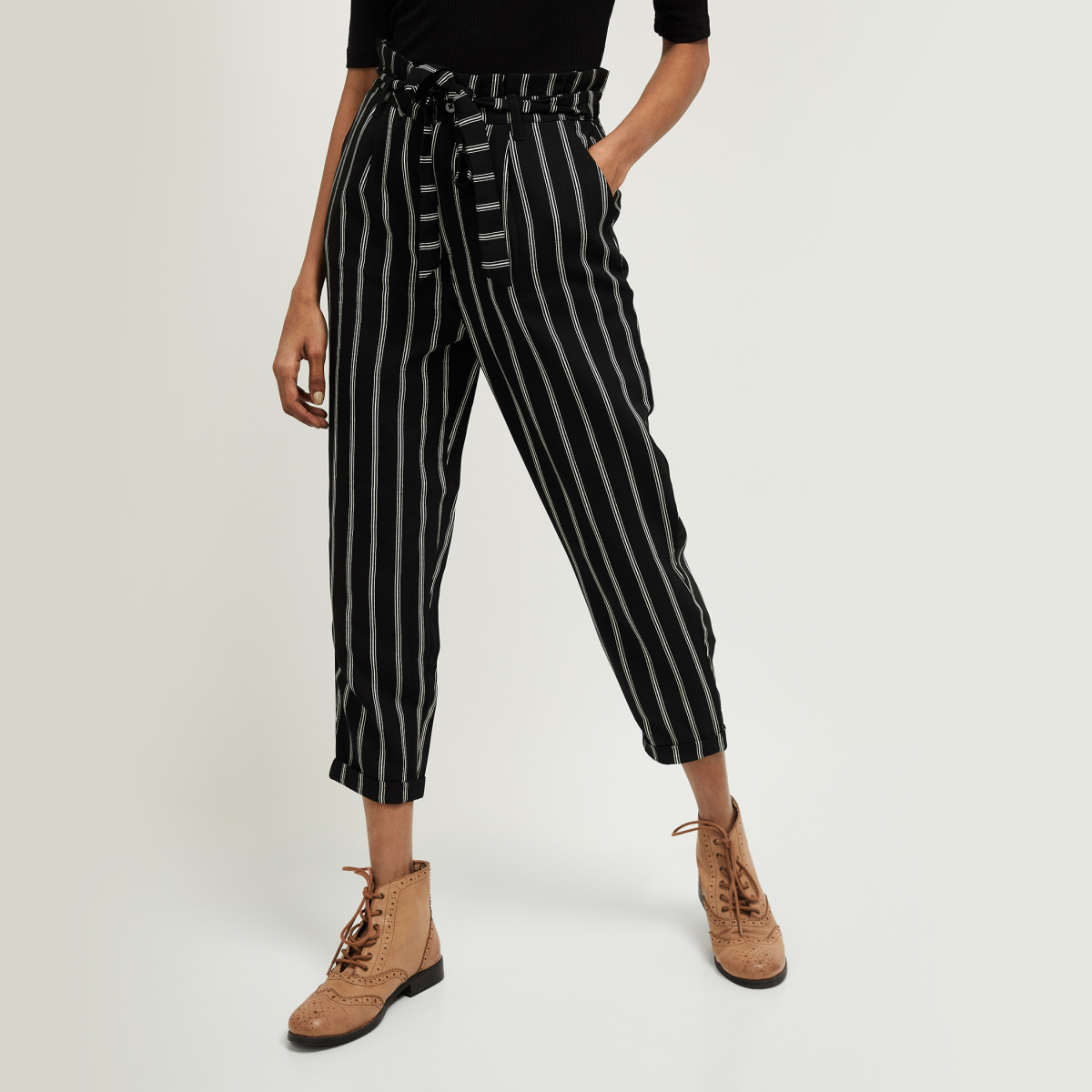 MAX Striped Ankle Length Pants