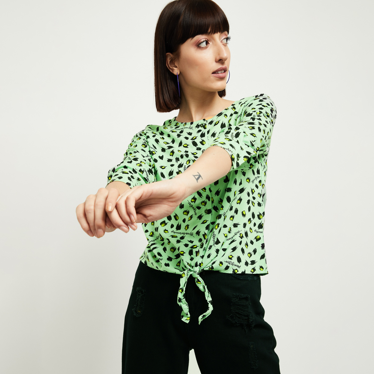 MAX Printed Shirt top with Tie-Up