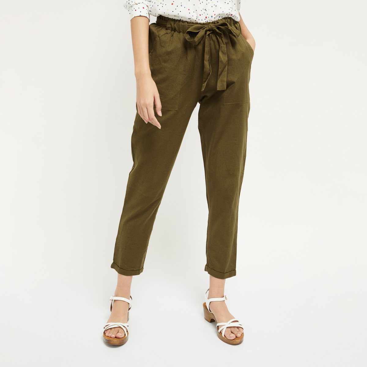MAX Cropped Pants with Sash Tie-Up