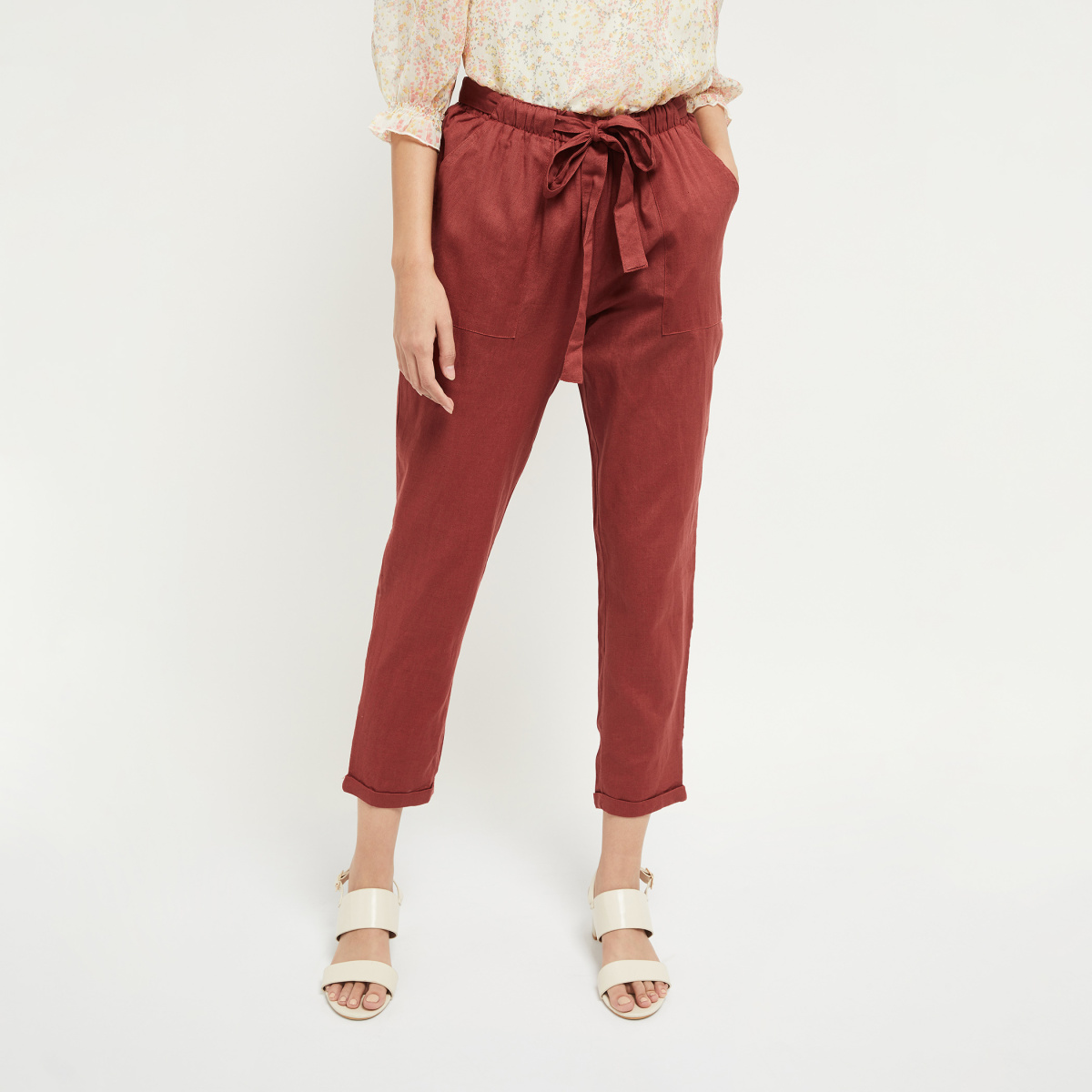 MAX Cropped Pants with Sash Tie-Up