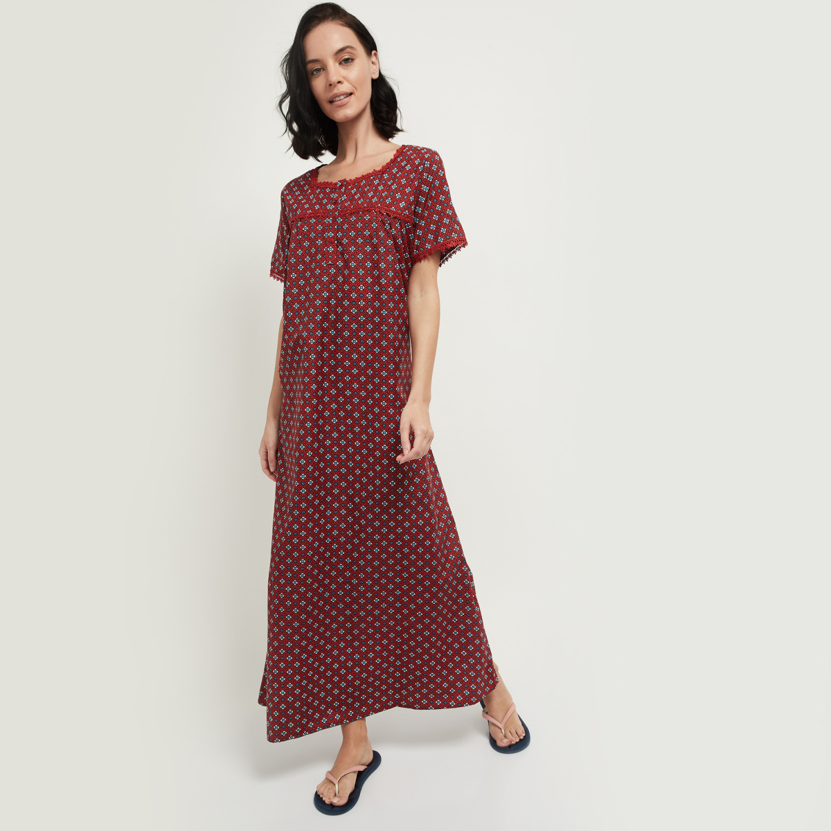 Various Women's Pure Cotton Printed Regular Night Gown Maxi Dress at Best  Price in Asansol | Ananta Garments