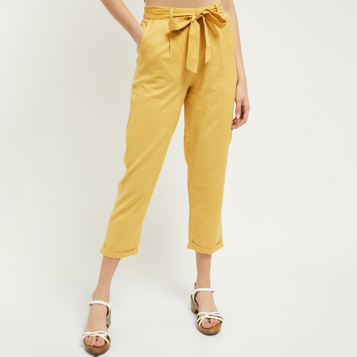Sky blue trousers with tie up detail and one shoulder top – Esha Sethi  Thirani
