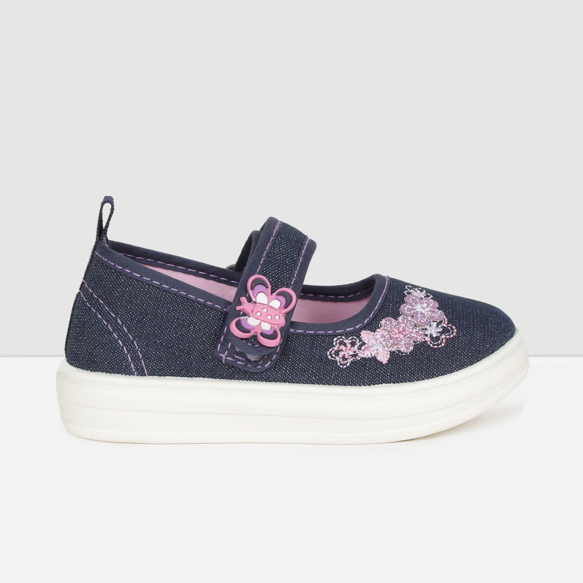 MAX Embroidered Mid Strap Slip-On Canvas Shoes