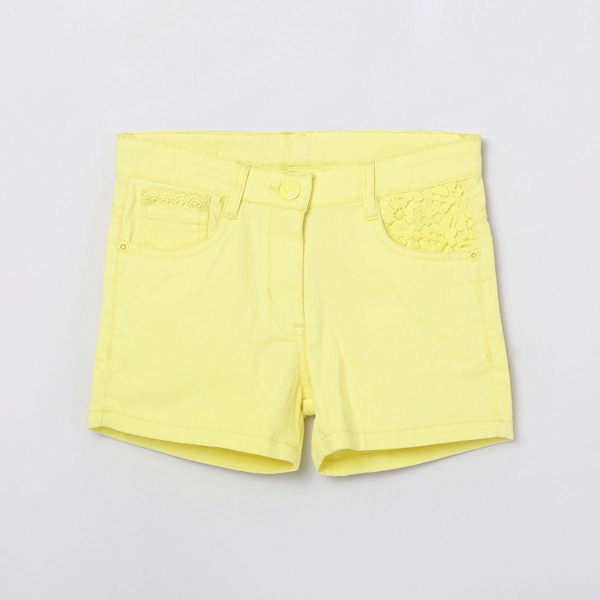 MAX Solid Woven Shorts with Crochet Detail