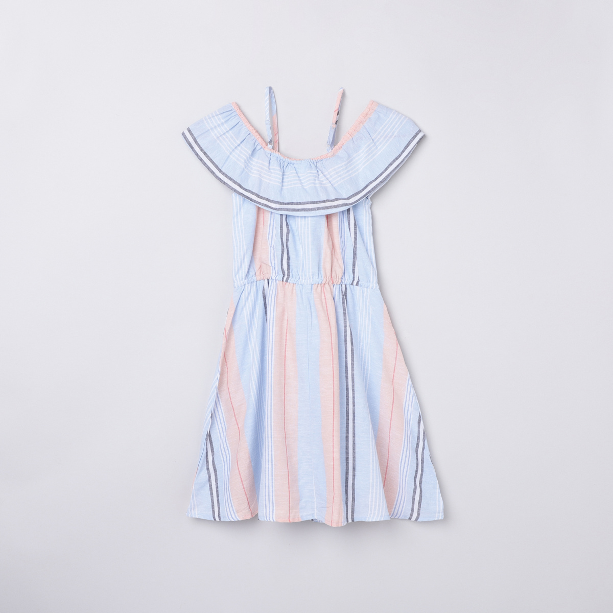 MAX Striped Cold-Shoulder A-Line Dress