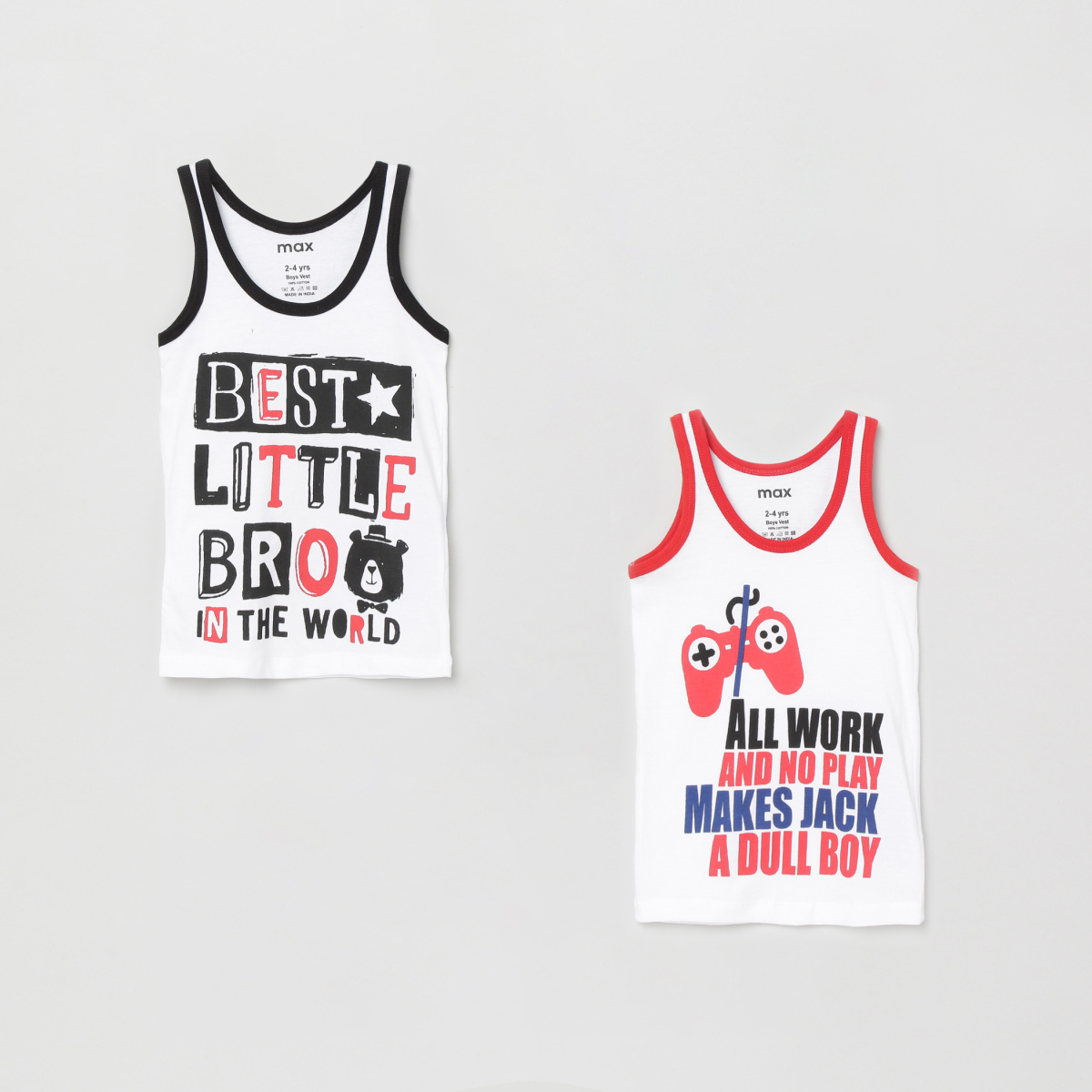 MAX Printed Sleeveless Vest- Pack of 2