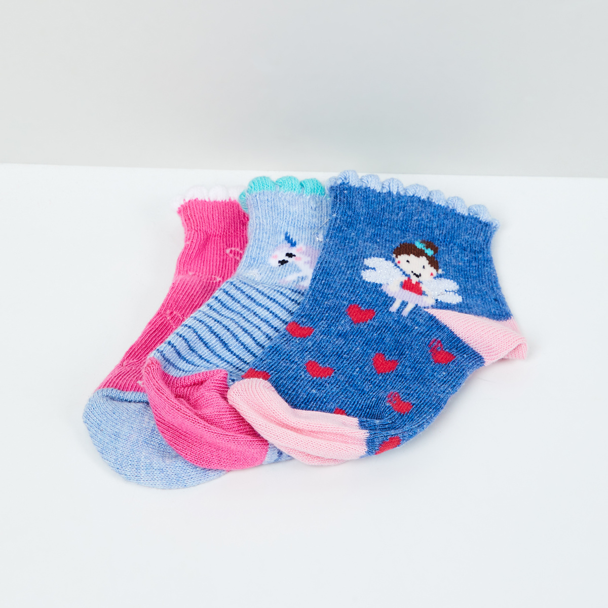 MAX Woven Design Socks - Pack of 3- 1-2 Y