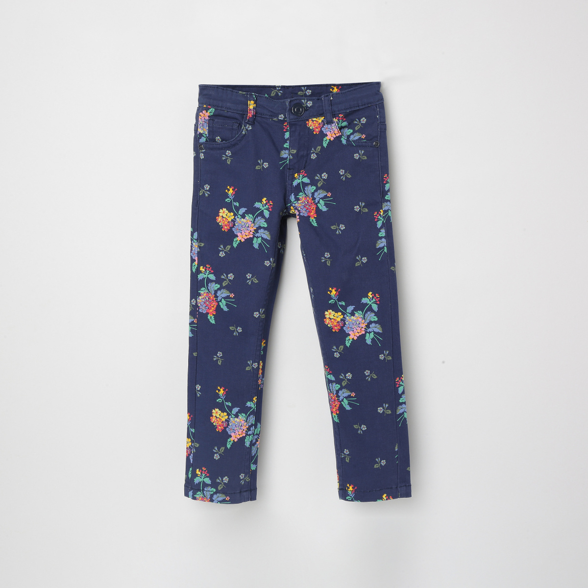Buy Peach Floral Printed Cotton Slim Pants Online - W for Woman