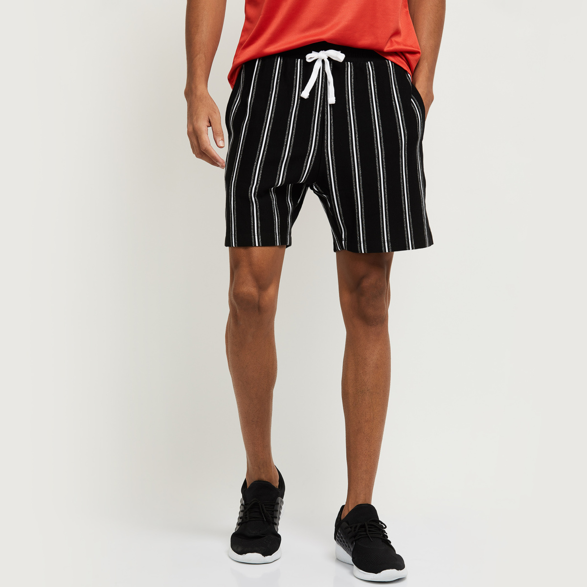 MAX Striped Drawstring Waist Shorts
