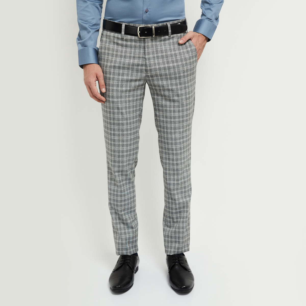 MAX Checked Slim Fit Formal Trousers