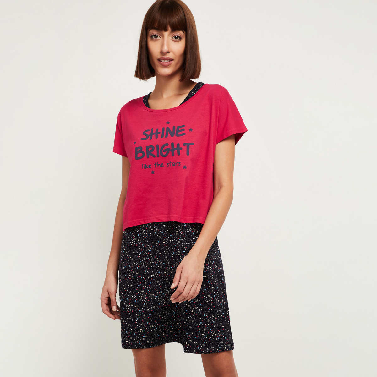 MAX Printed Lounge T-shirt with Chemise