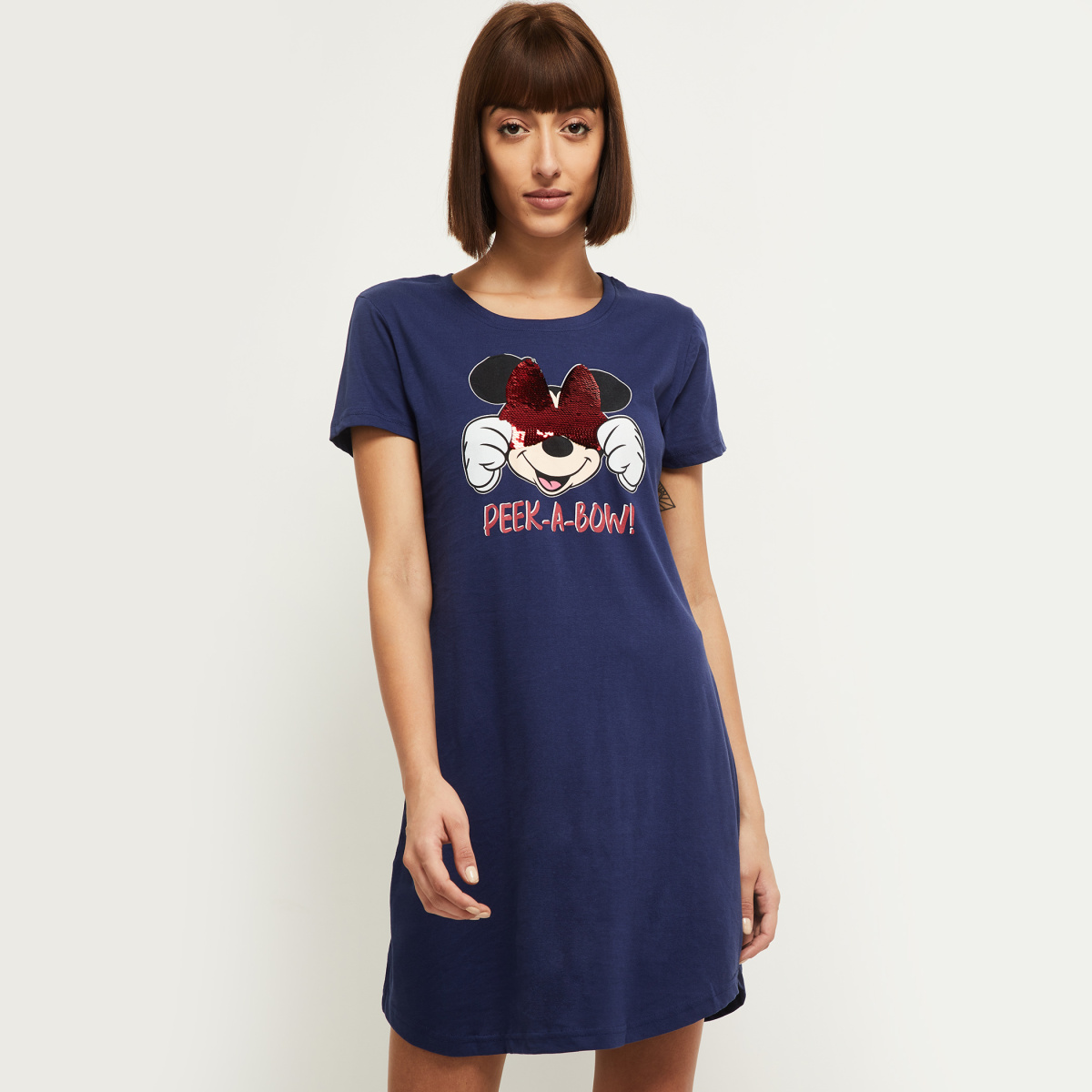 MAX Mickey Mouse Print Short Sleeves Chemise