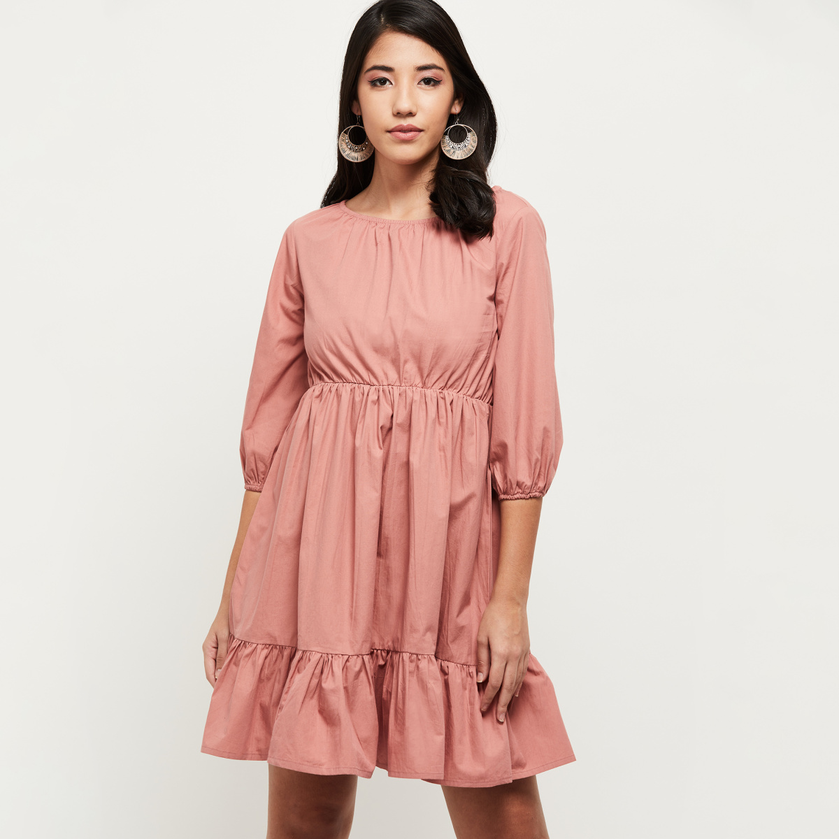 MAX Solid Tiered Dress