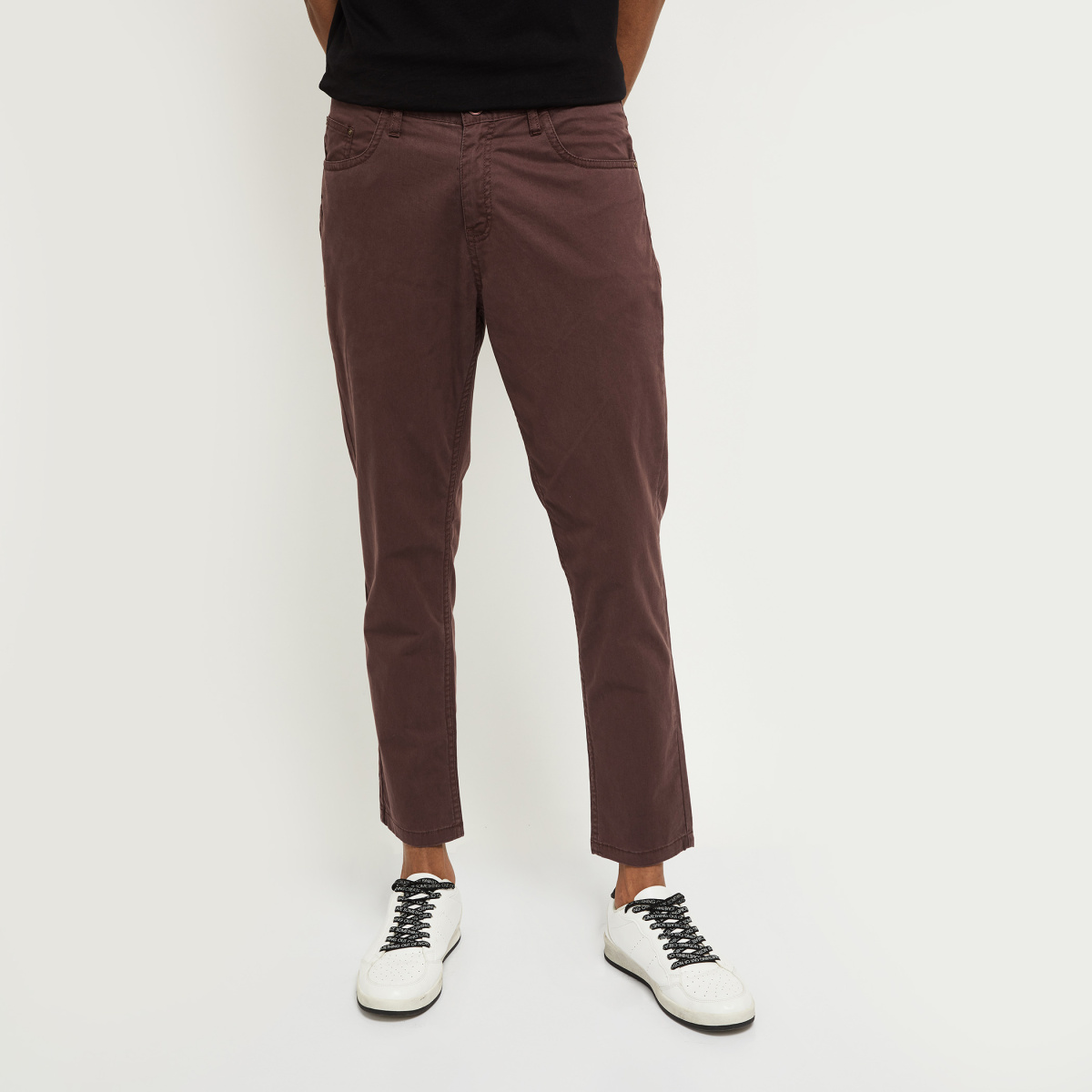 MAX Solid Flat-Front Casual Trousers