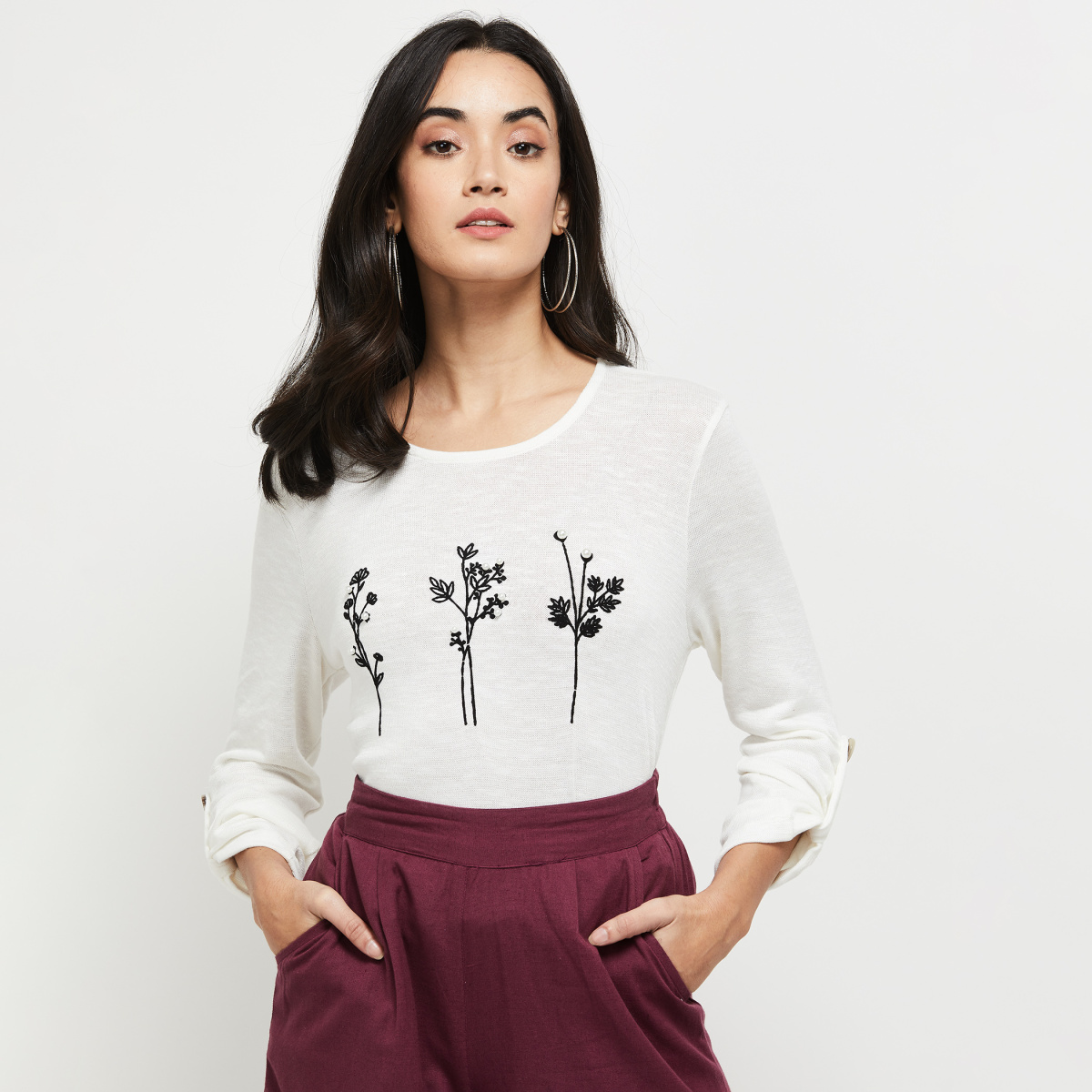 MAX Printed Round Neck Top