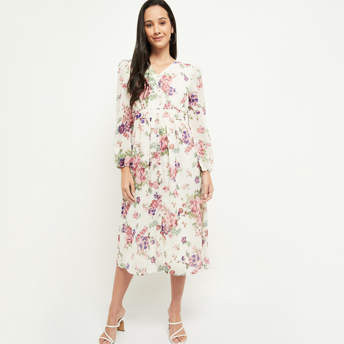 Women Ethnic Motifs Printed Fit and Flare Midi Dress– Inddus.in