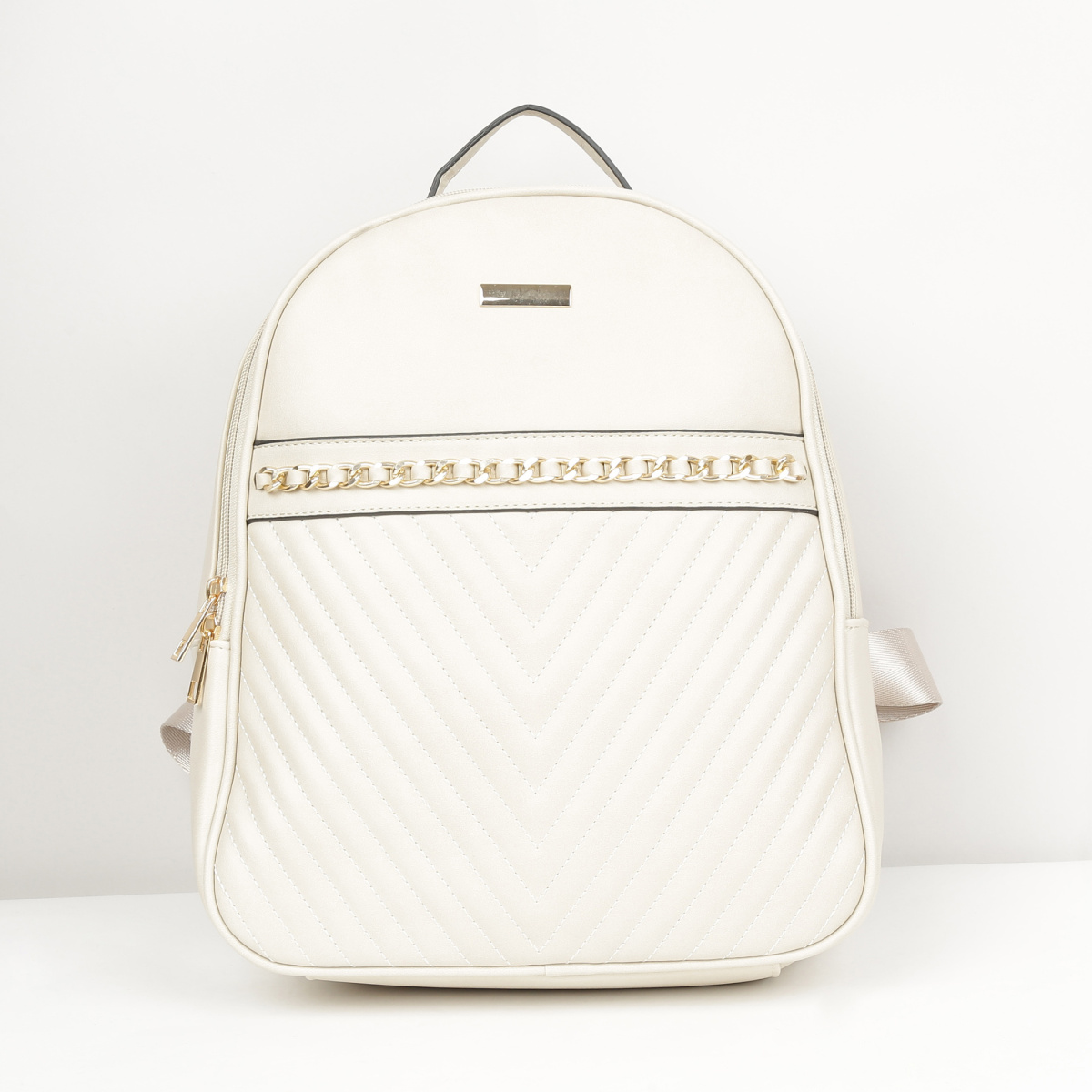 MAX Quilted Backpack with Chain Accent and Top Handle