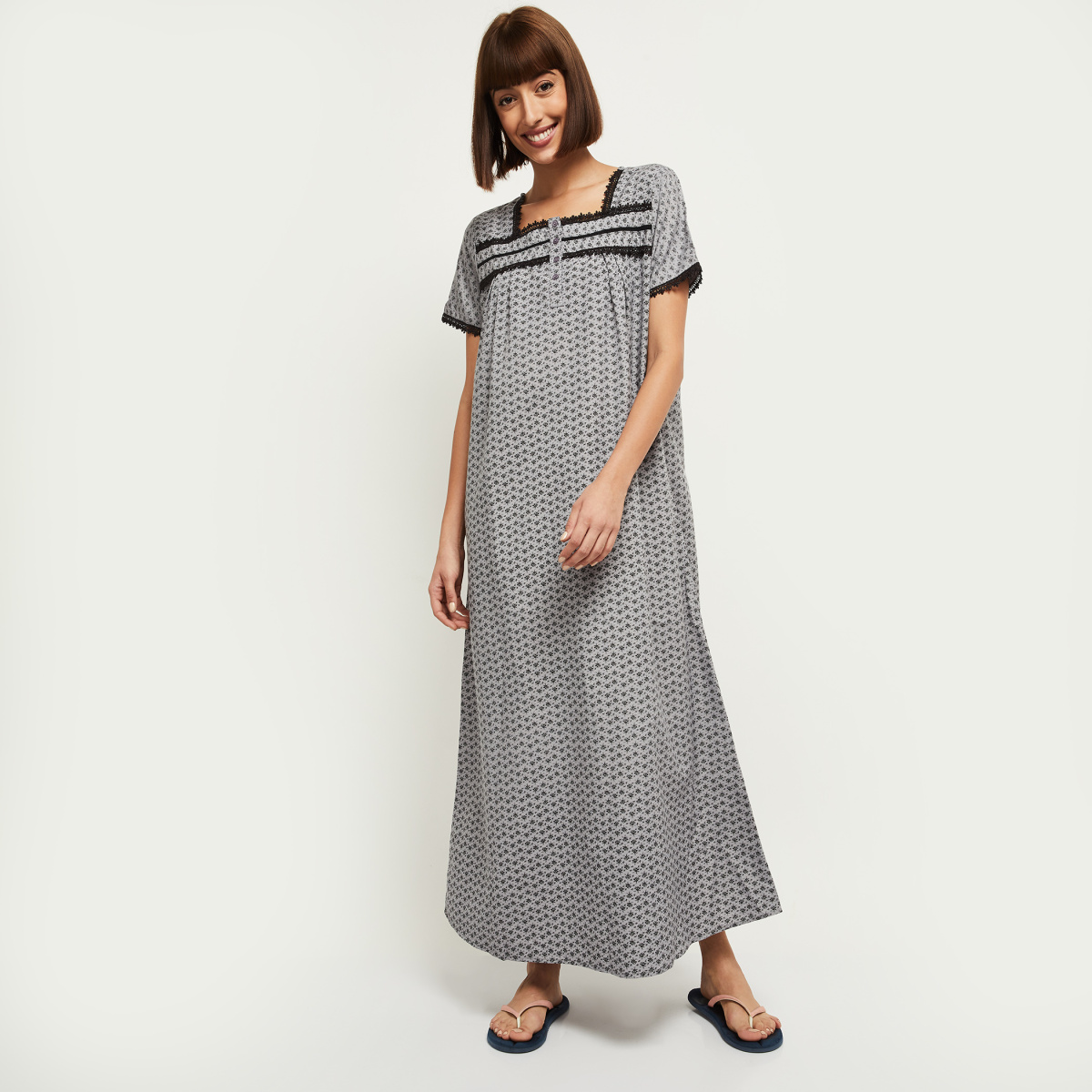 MAX Printed Short Sleeves Nightgown