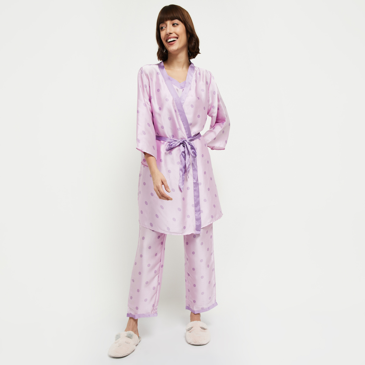 MAX Printed Lounge Top with Pyjamas and Robe
