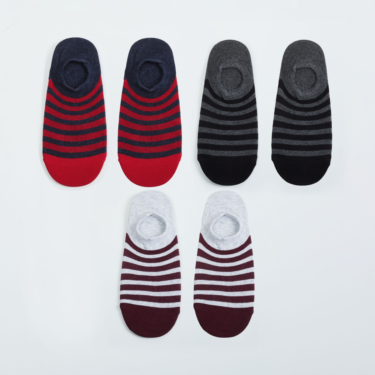 MAX Striped Ankle Length Socks -Pack of 3