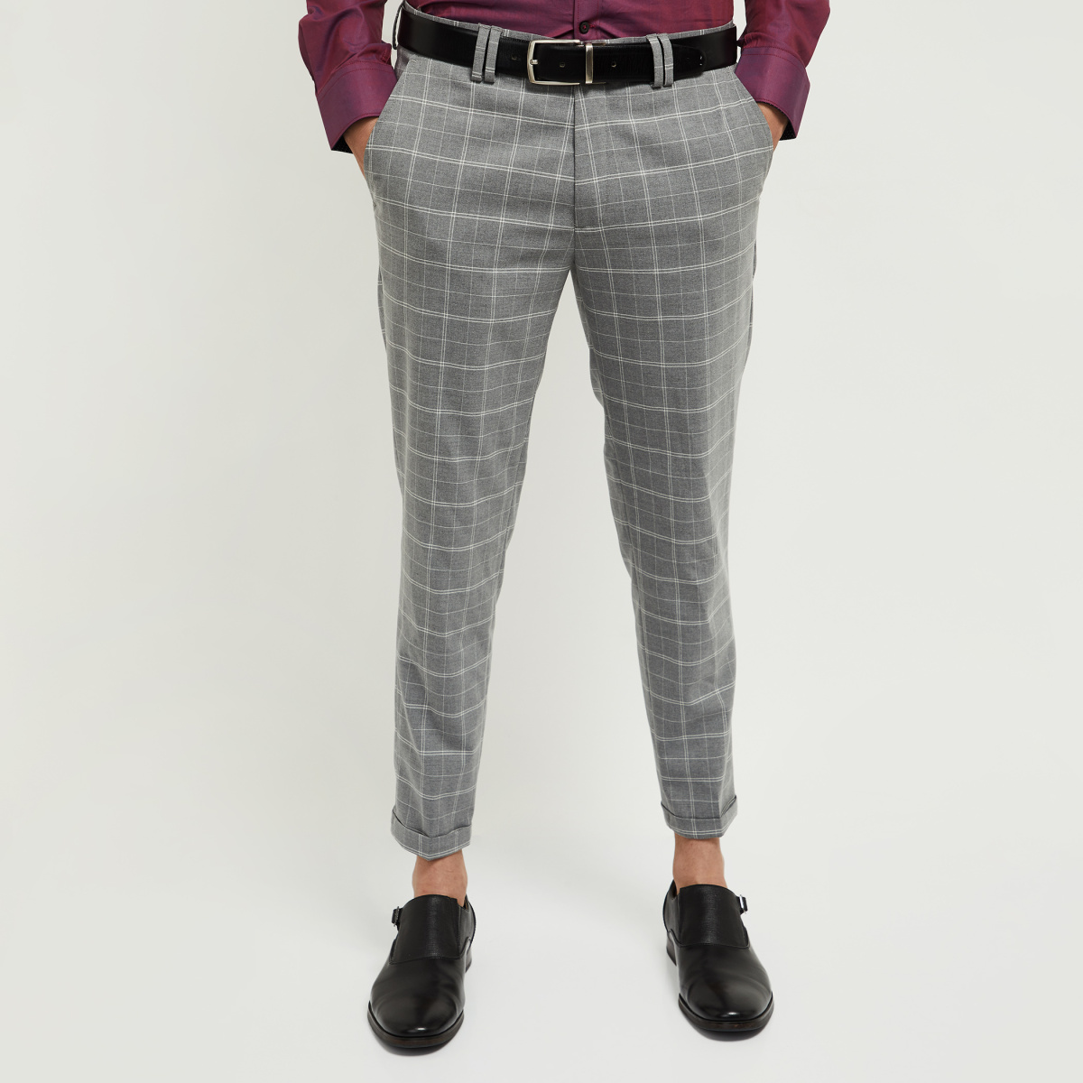 MAX Checked Carrot Fit Formal Trousers