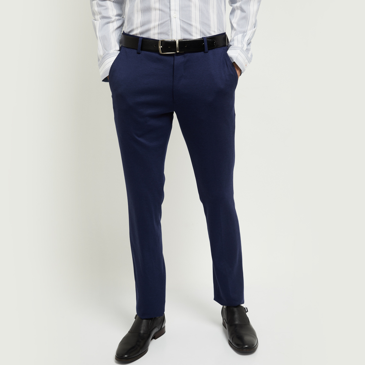 Shop WES Formals Blue Printed CarrotFit Trousers Online  Westside