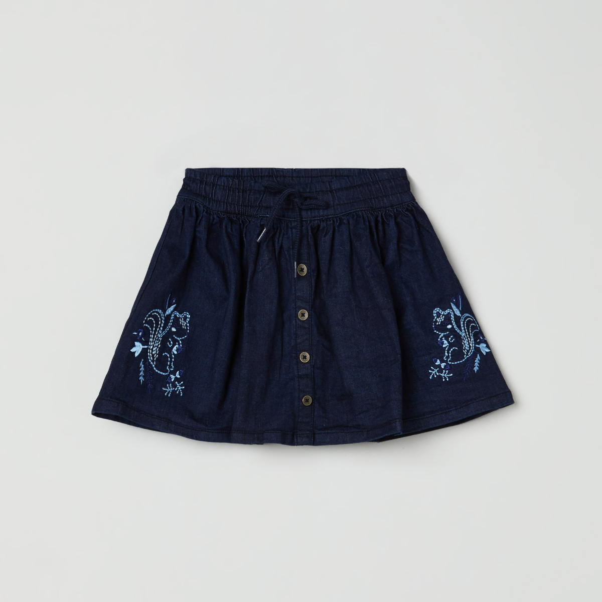 MAX Embroidered Denim A-Line Skirt
