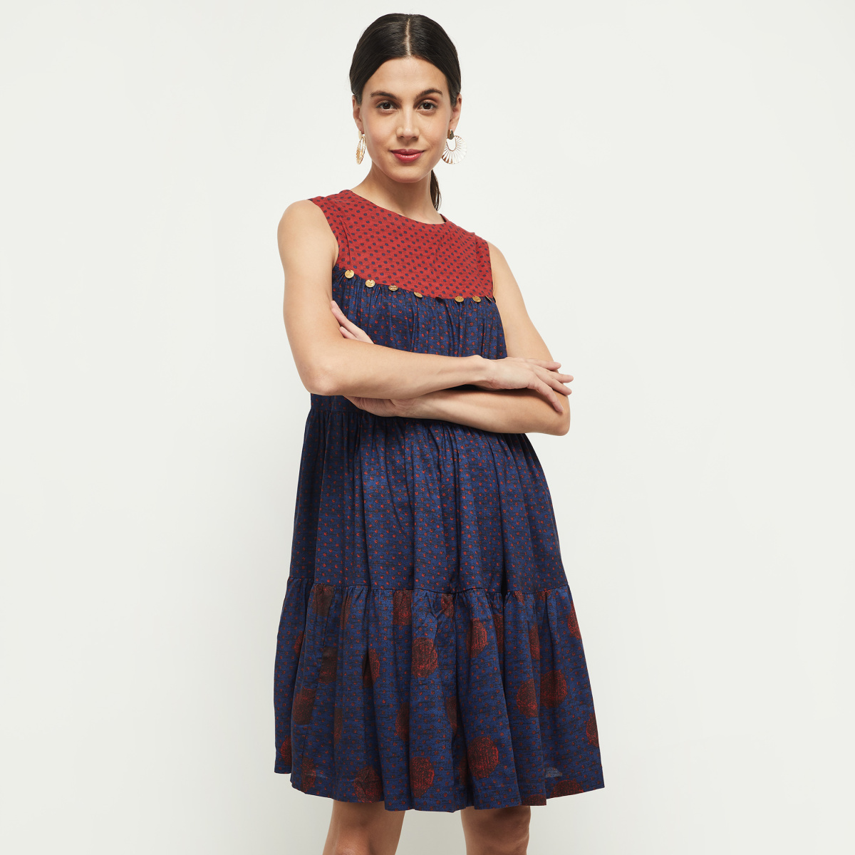 MAX Printed Tiered A-Line Dress