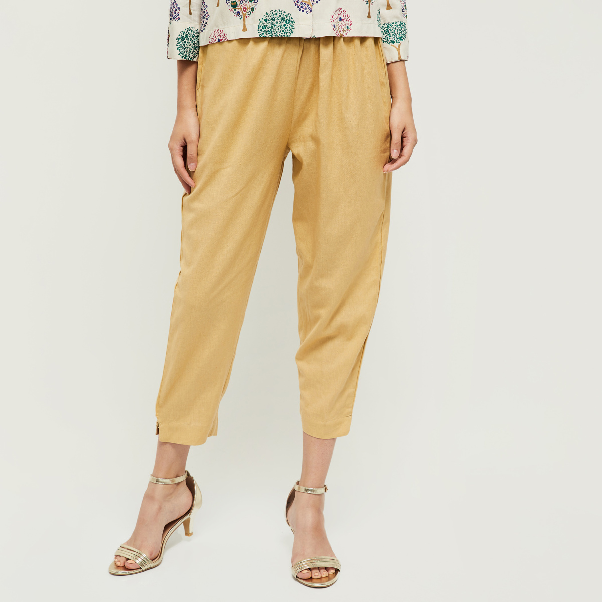 MAX Solid Cropped Ethnic Straight Pants