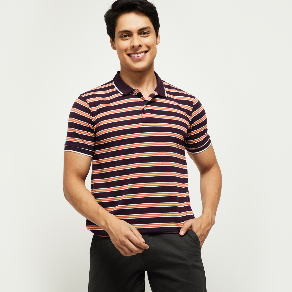 MAX Striped Slim Fit Polo T-shirt