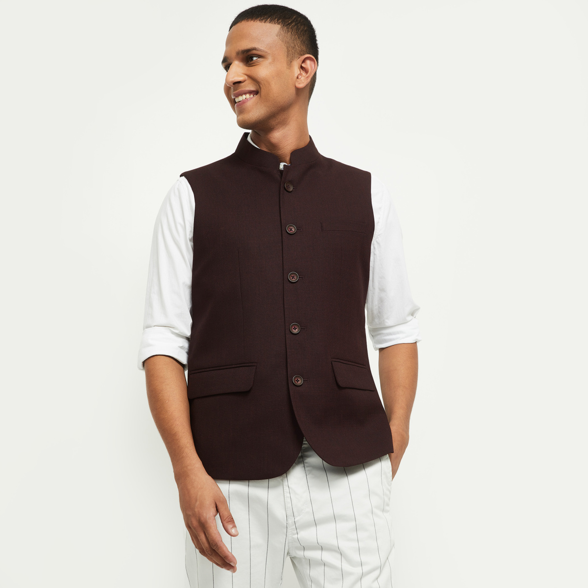 Buy Raas Men's Wine 100% Cotton Zipper Design Nehru Jacket at Amazon.in