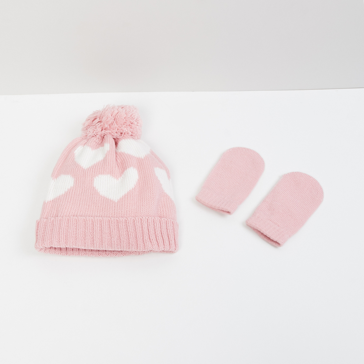 MAX Patterned Knit Beanie with Mittens