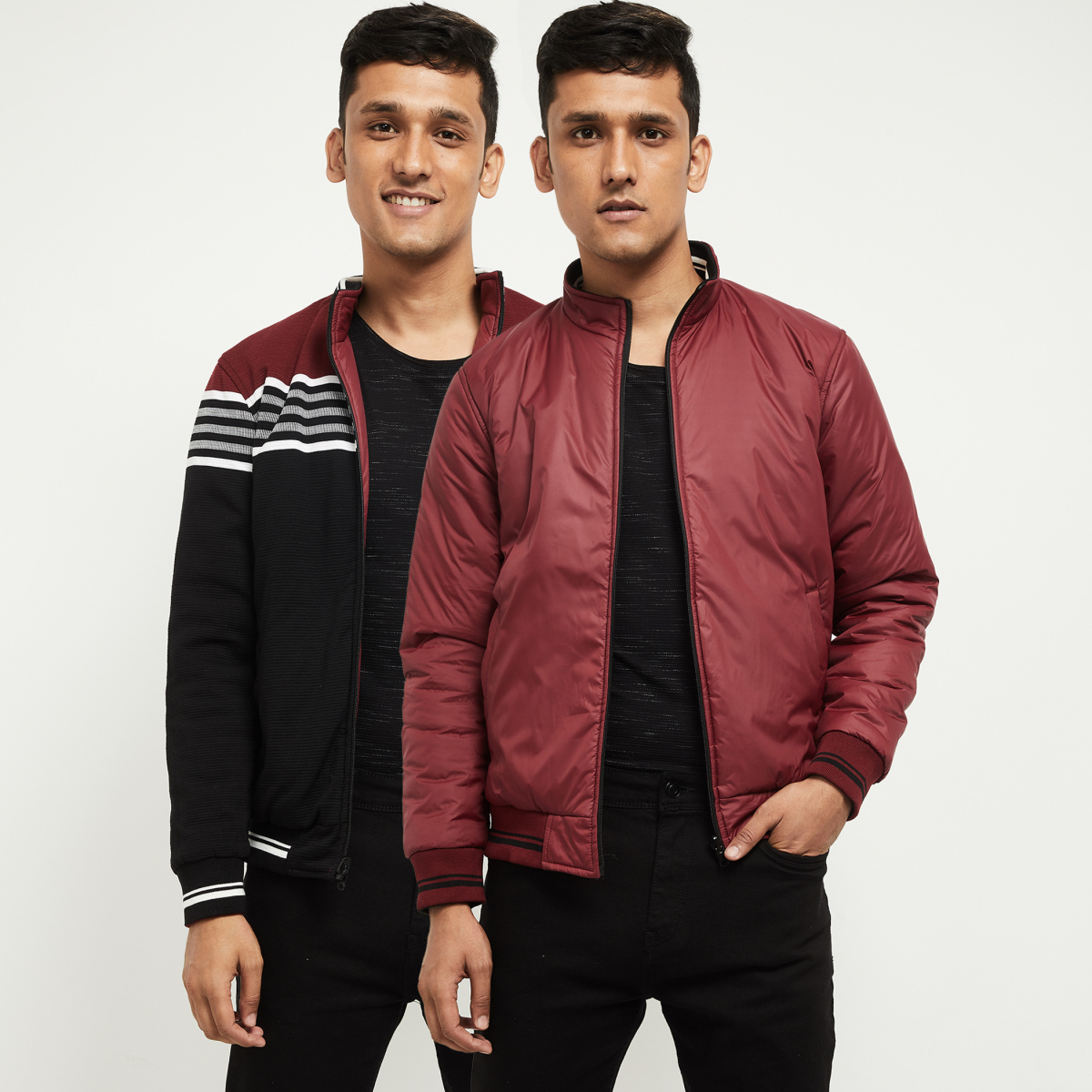 MAX Solid Full Sleeves Reversible Bomber Jacket
